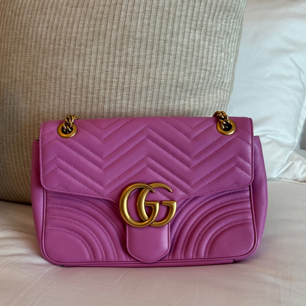 Gucci Women's GG Marmont Vibrant Pink Shoulder Bag